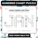 january hundred chart math puzzle worksheet.