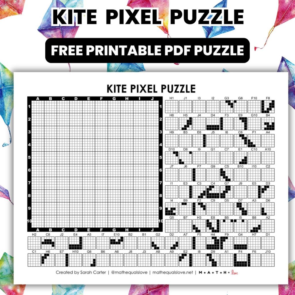 kite pixel puzzle worksheet.