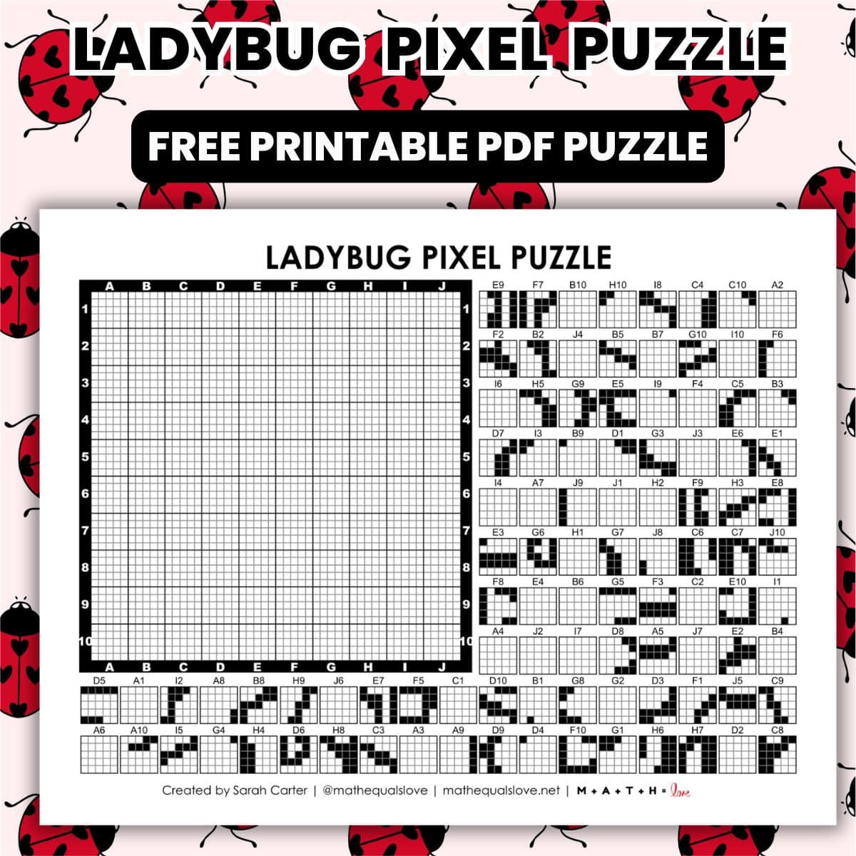 ladybug pixel puzzle worksheet.