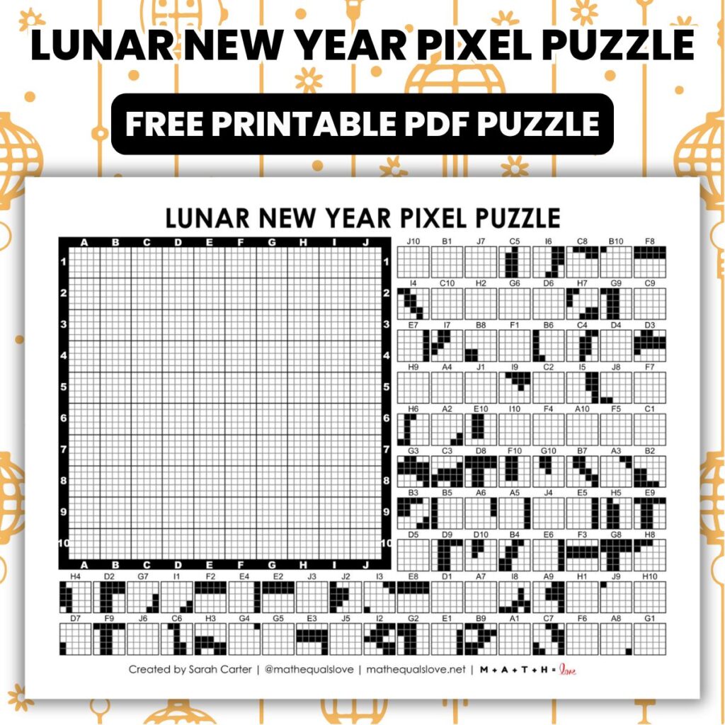 lunar new year pixel puzzle worksheet.