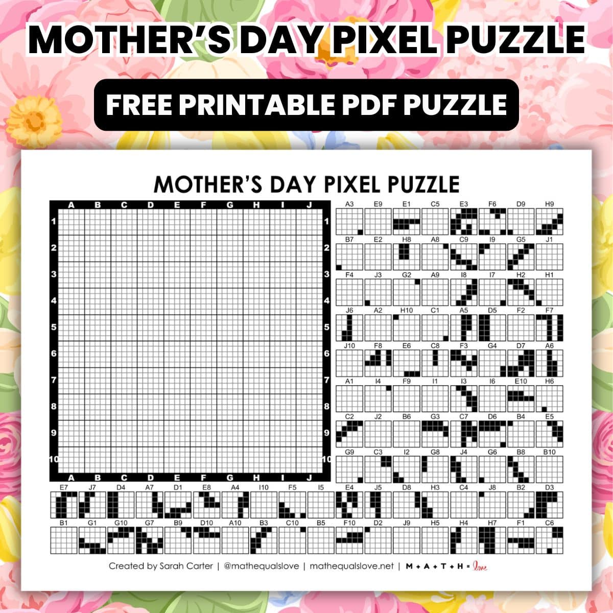 mother's day pixel puzzle worksheet.