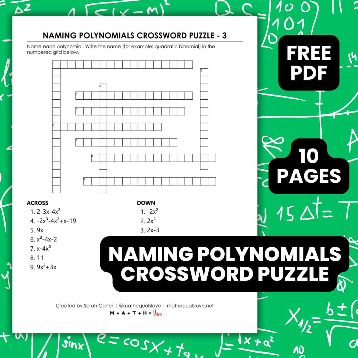 naming polynomials math crossword puzzle pdf.