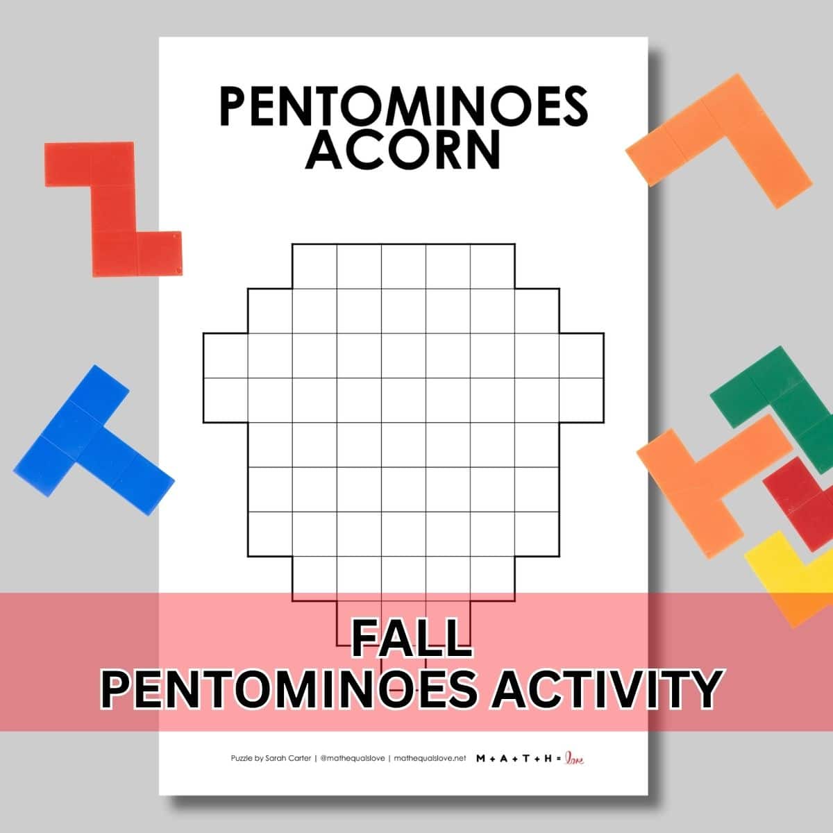 acorn pentominoes puzzle for fall/autumn.