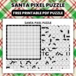 santa claus pixel puzzle worksheet for christmas.