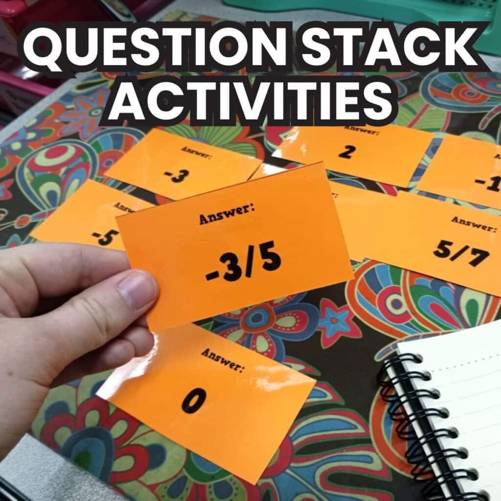 self-checking question stack activities for math class.