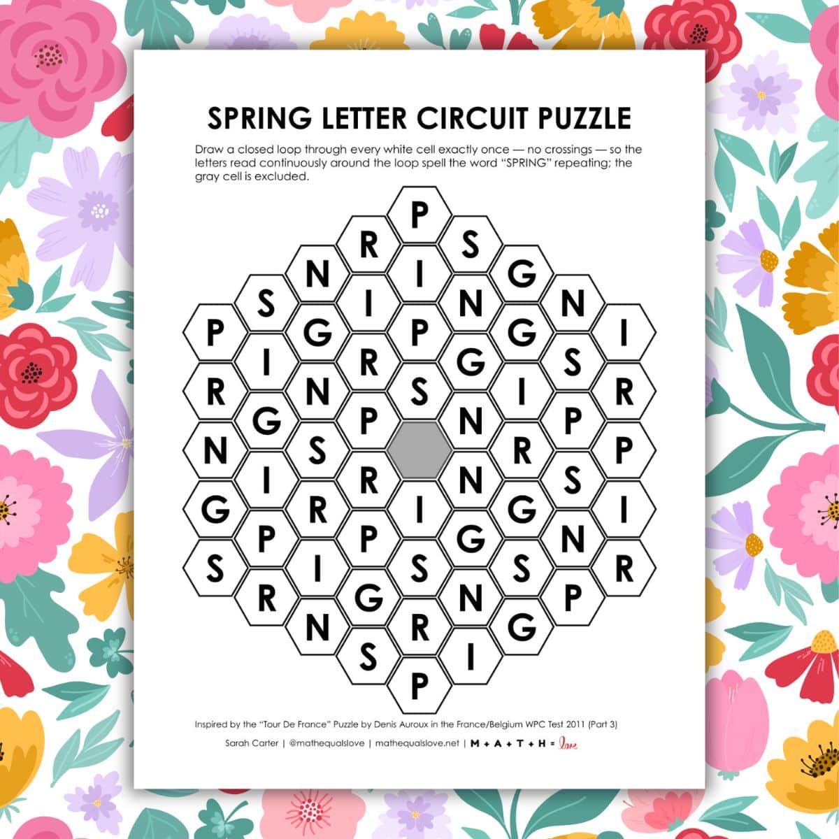 Lower Math Word Spring Letter Circuit Puzzle | Math = Love