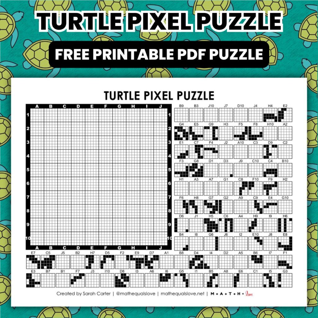 turtle pixel puzzle worksheet.