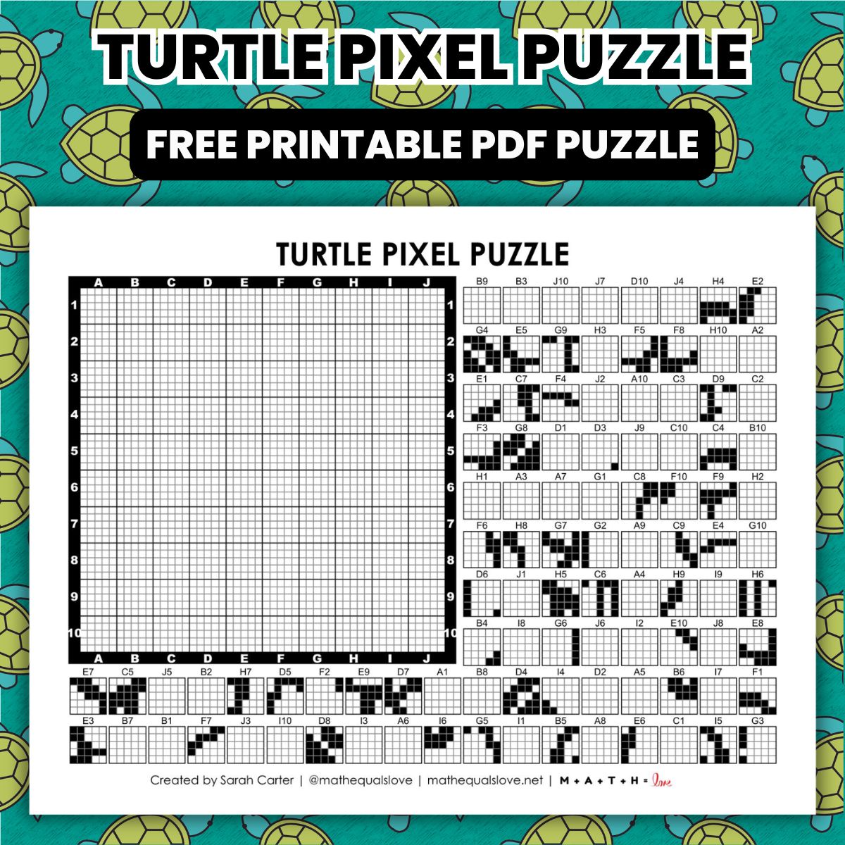 turtle pixel puzzle worksheet.