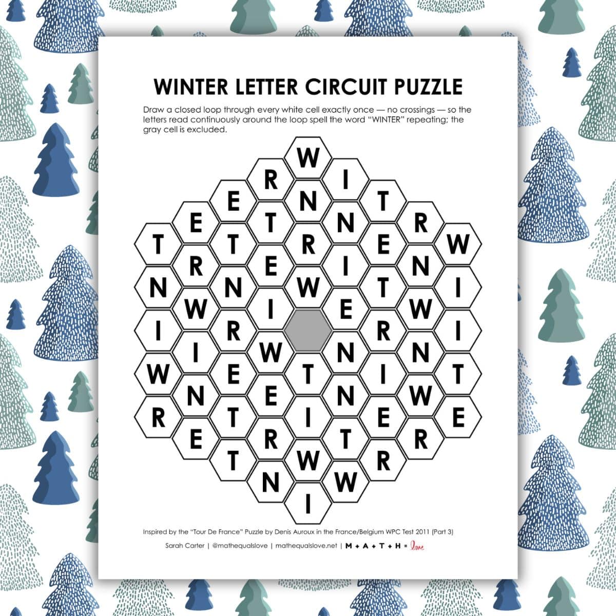 Lower Math Word Winter Letter Circuit Puzzle | Math = Love
