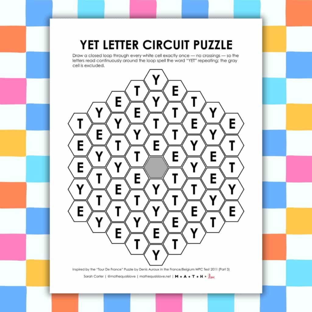yet letter circuit puzzle for growth mindset.