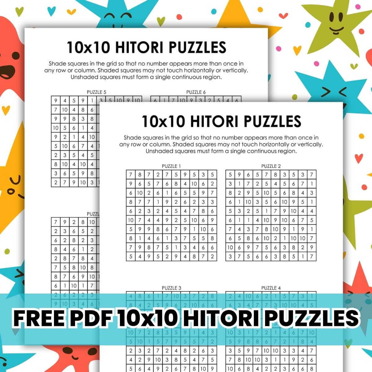 10x10 Hitori Puzzles | Math = Love