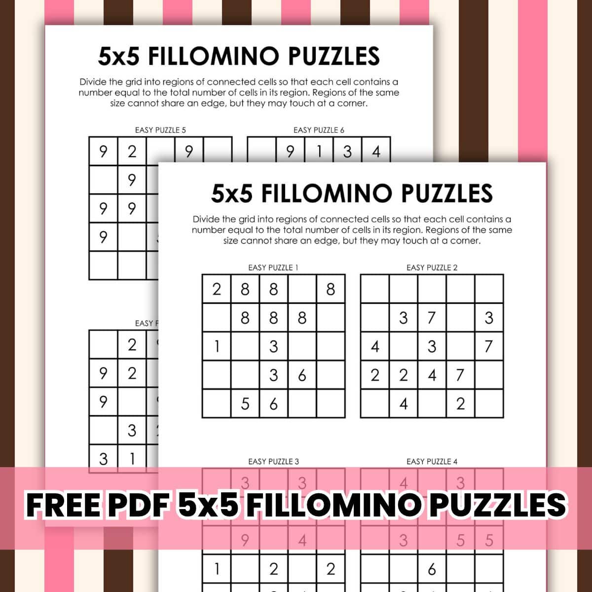 5x5 fillomino logic puzzles printable pdf.