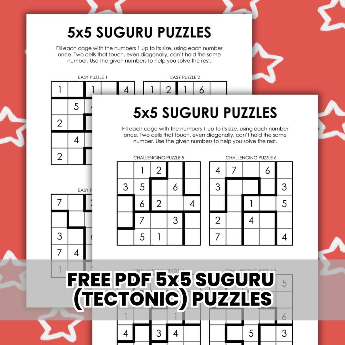 5x5 suguru (tectonic) logic puzzles pdf.