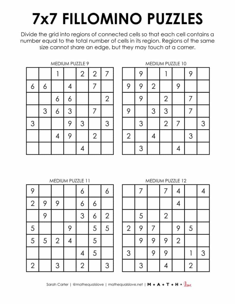 7x7 fillomino logic puzzles pdf.