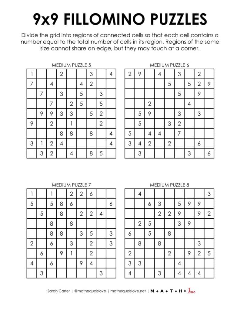 9x9 fillomino logic puzzles pdf.