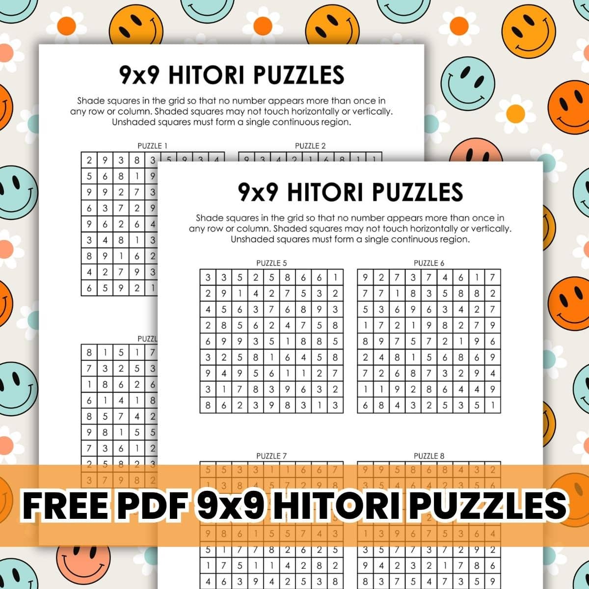 9x9 Hitori Puzzles | Math = Love