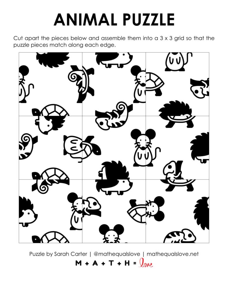 animal edge matching puzzle.