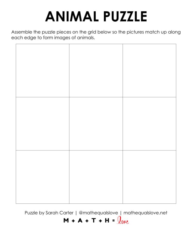 blank grid for animal edge matching puzzle.