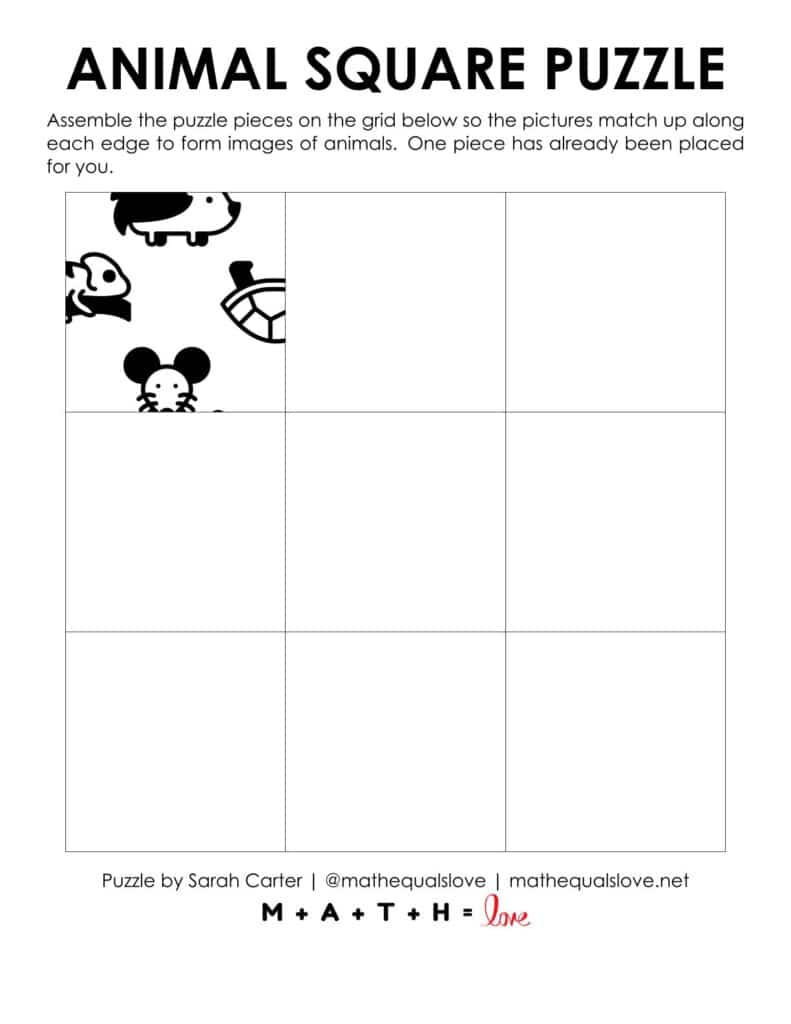 starting hint for animal edge matching puzzle.
