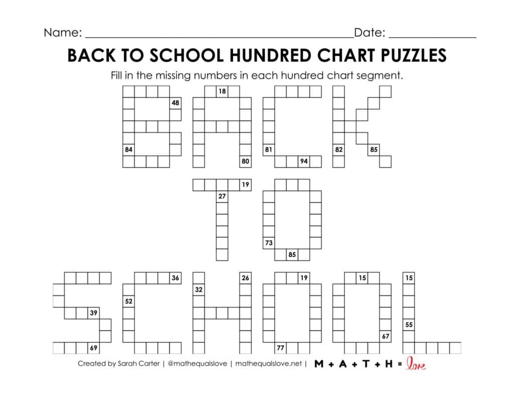 back to school math worksheet.