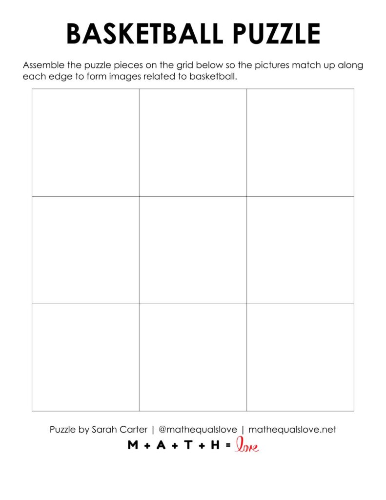 blank grid for basketball edge matching puzzle.
