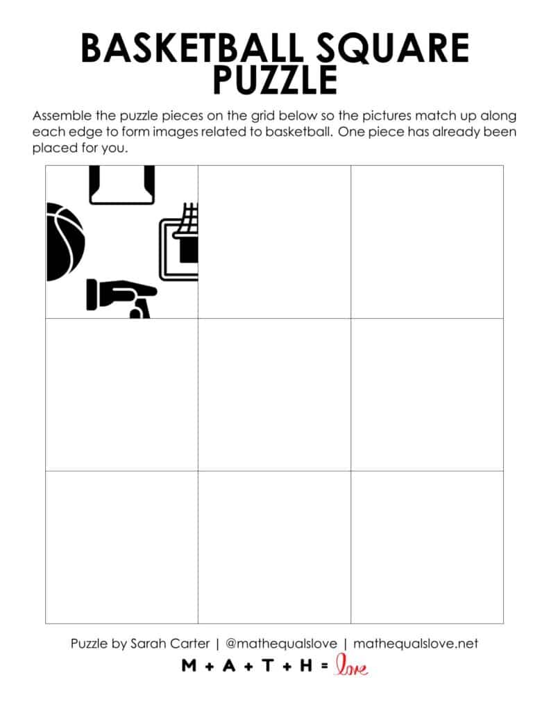 starting hint for basketball edge matching puzzle.