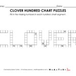 clover hundred chart math puzzle worksheet.