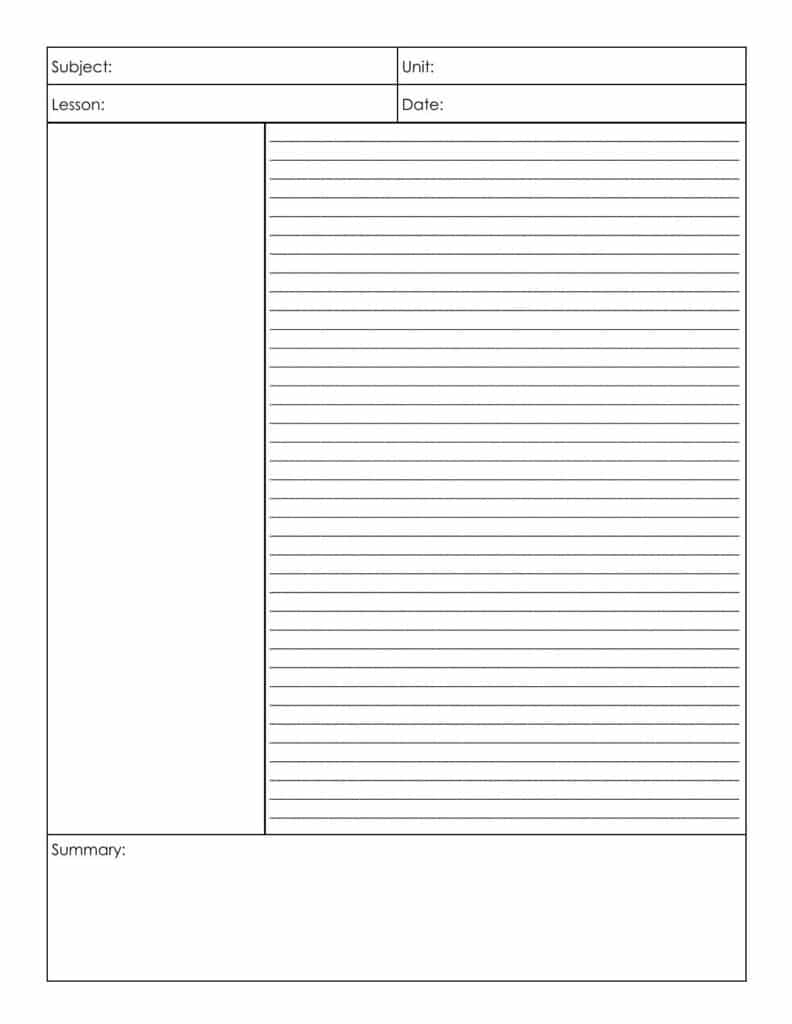 cornell style note template pdf free.