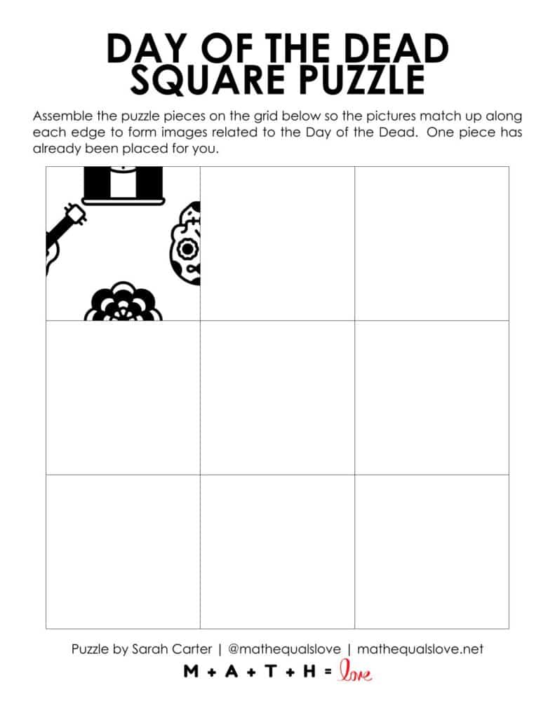 starting hint for day of the dead edge matching puzzle.