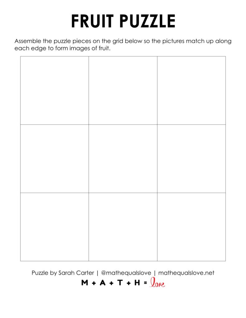 blank grid for fruit edge matching puzzle.