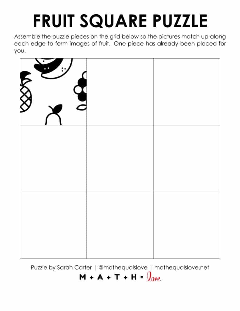 starting hint for fruit edge matching puzzle.