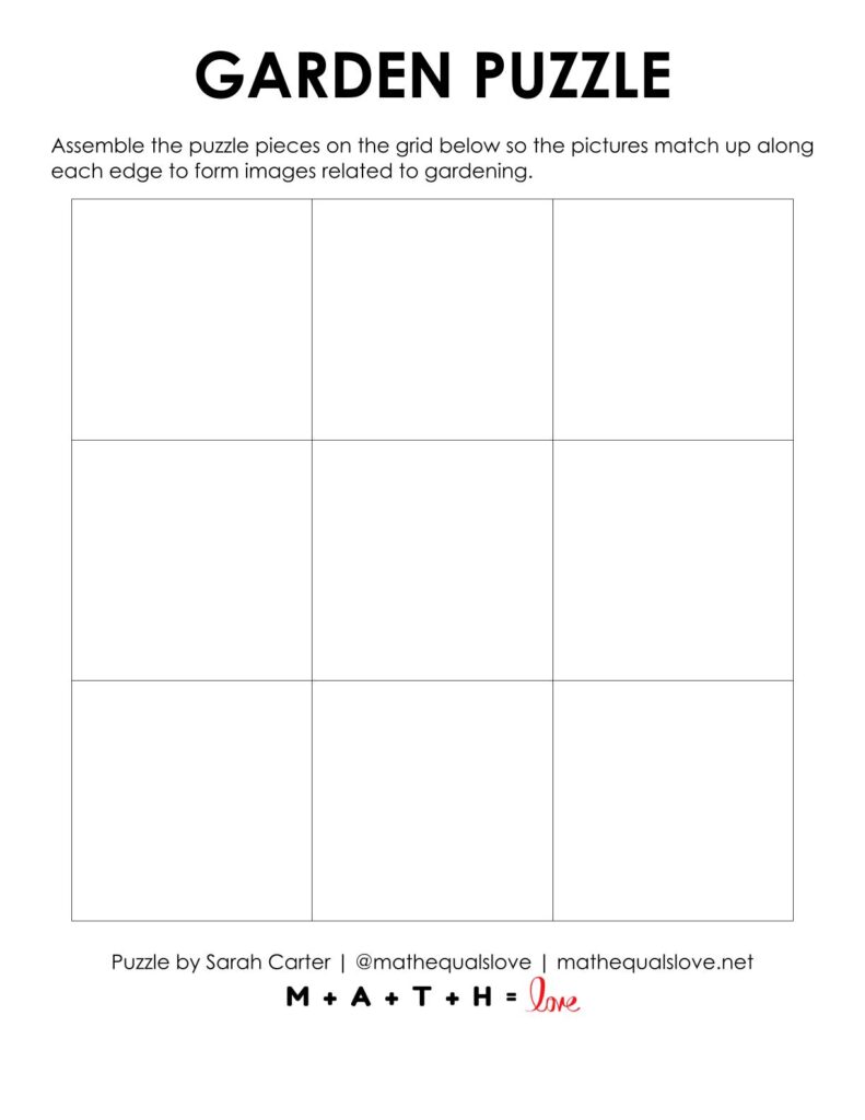 blank grid for garden edge matching puzzle.