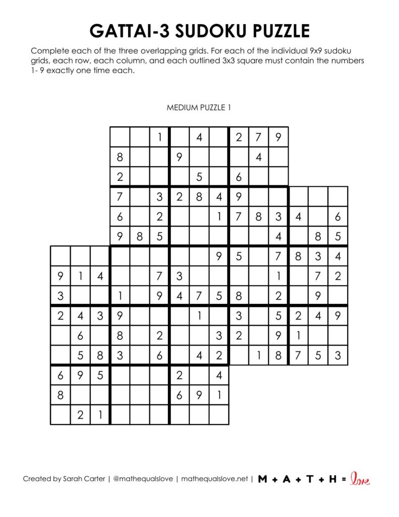 gattai-3 sudoku puzzle level medium.