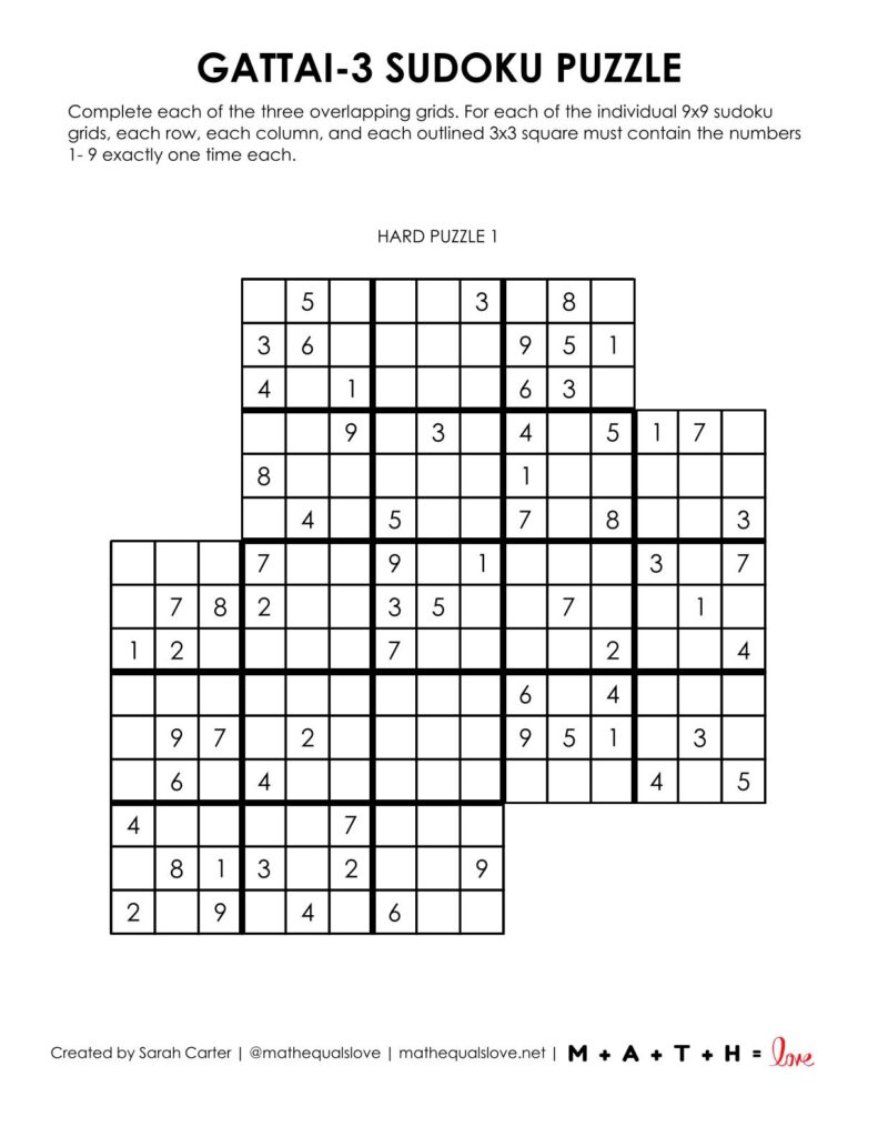 gattai-3 sudoku puzzle level hard.