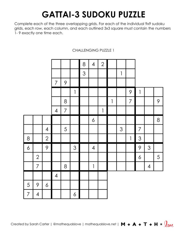 gattai-3 sudoku puzzle level challenging.