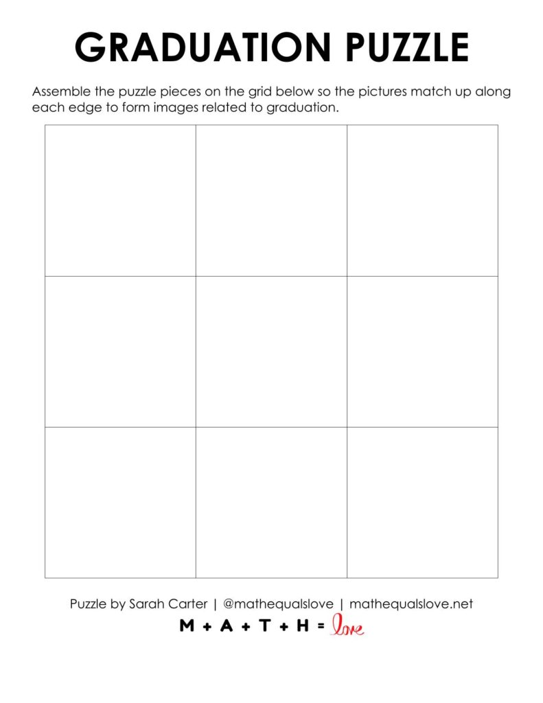 blank grid for graduation edge matching puzzle.