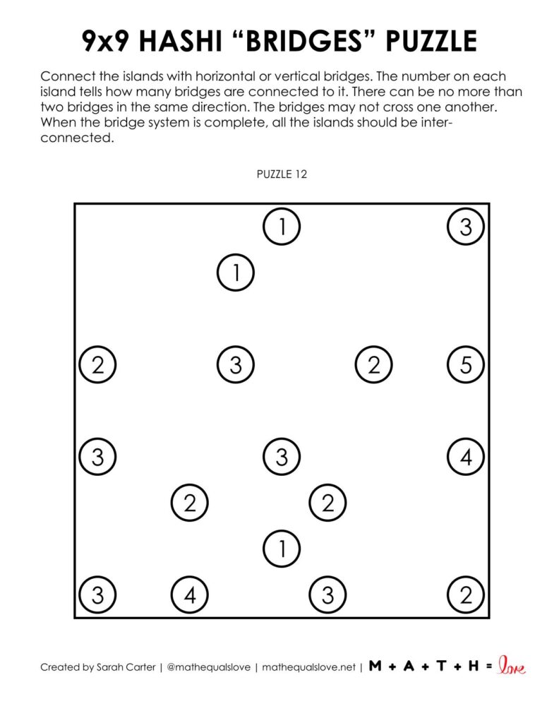 9x9 hashi puzzles - 1 to a page version.