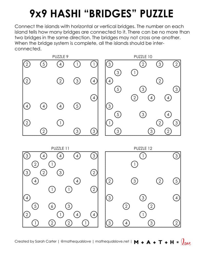 9x9 hashi puzzles 4 to a page version pdf.