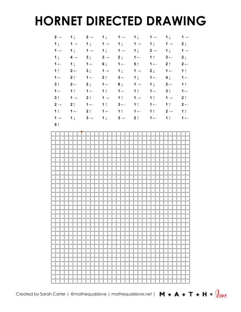 screenshot of hornet directed drawing worksheet.