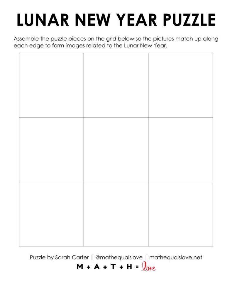 blank grid for lunar new year edge matching puzzle.