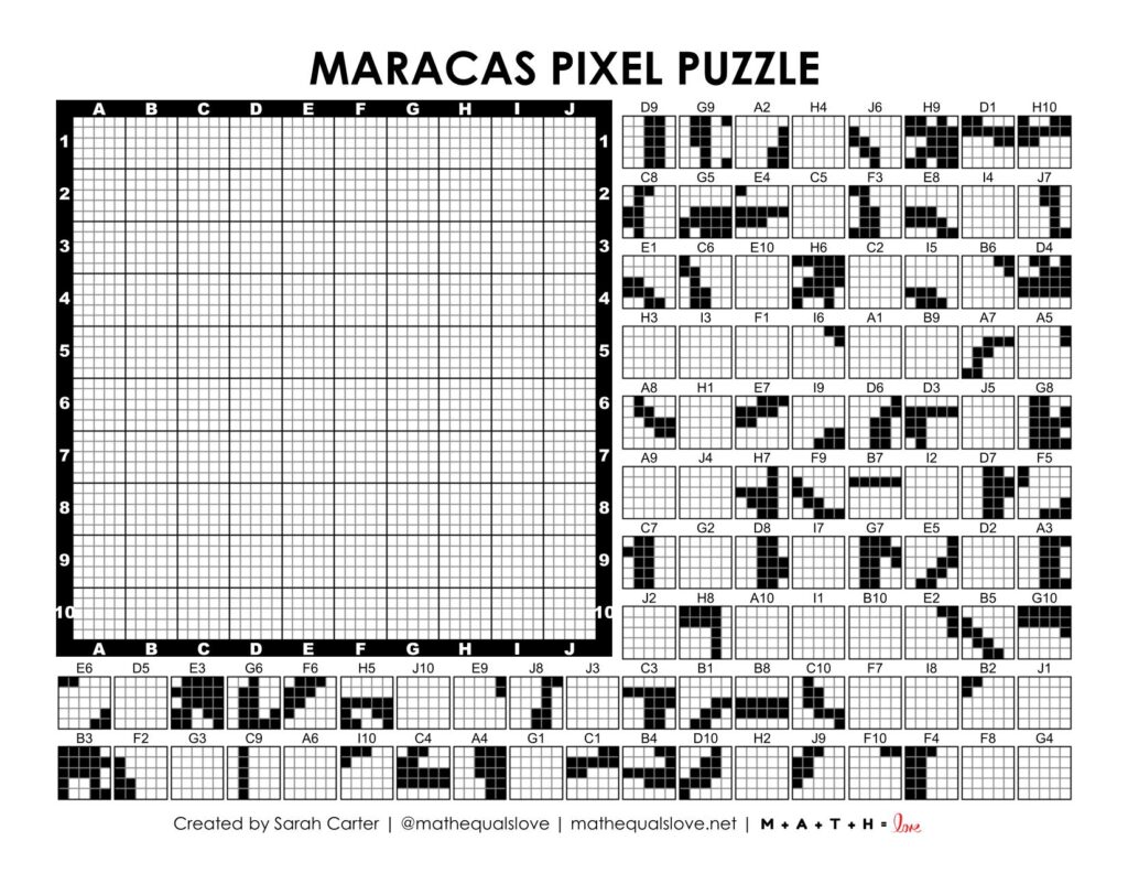 maracas pixel puzzle worksheet.