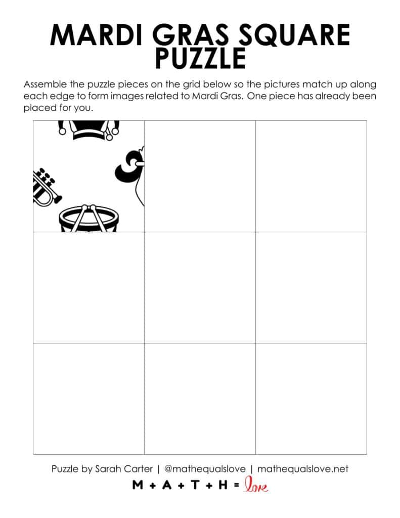 starting hint for mardi gras edge matching puzzle.
