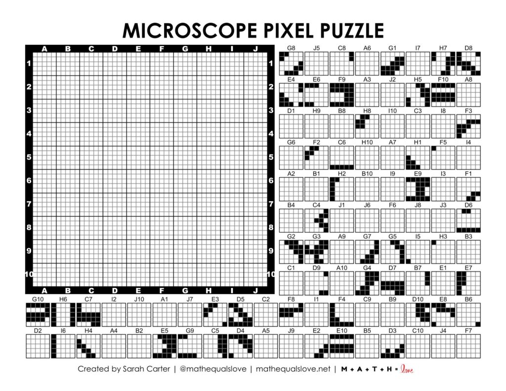 microscope science pixel puzzle worksheet.