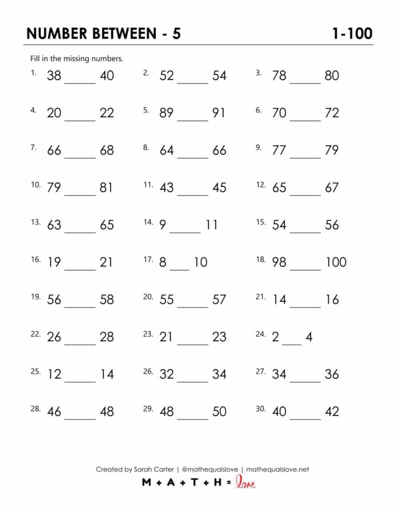 number between math worksheets pdf.