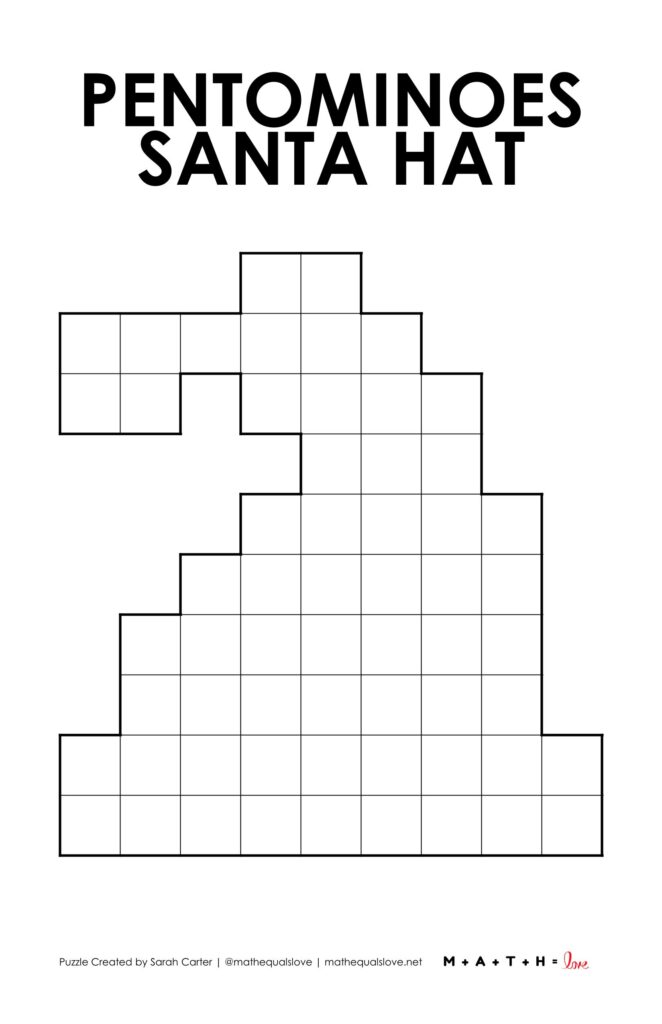 pentominoes santa hat puzzle sheet.