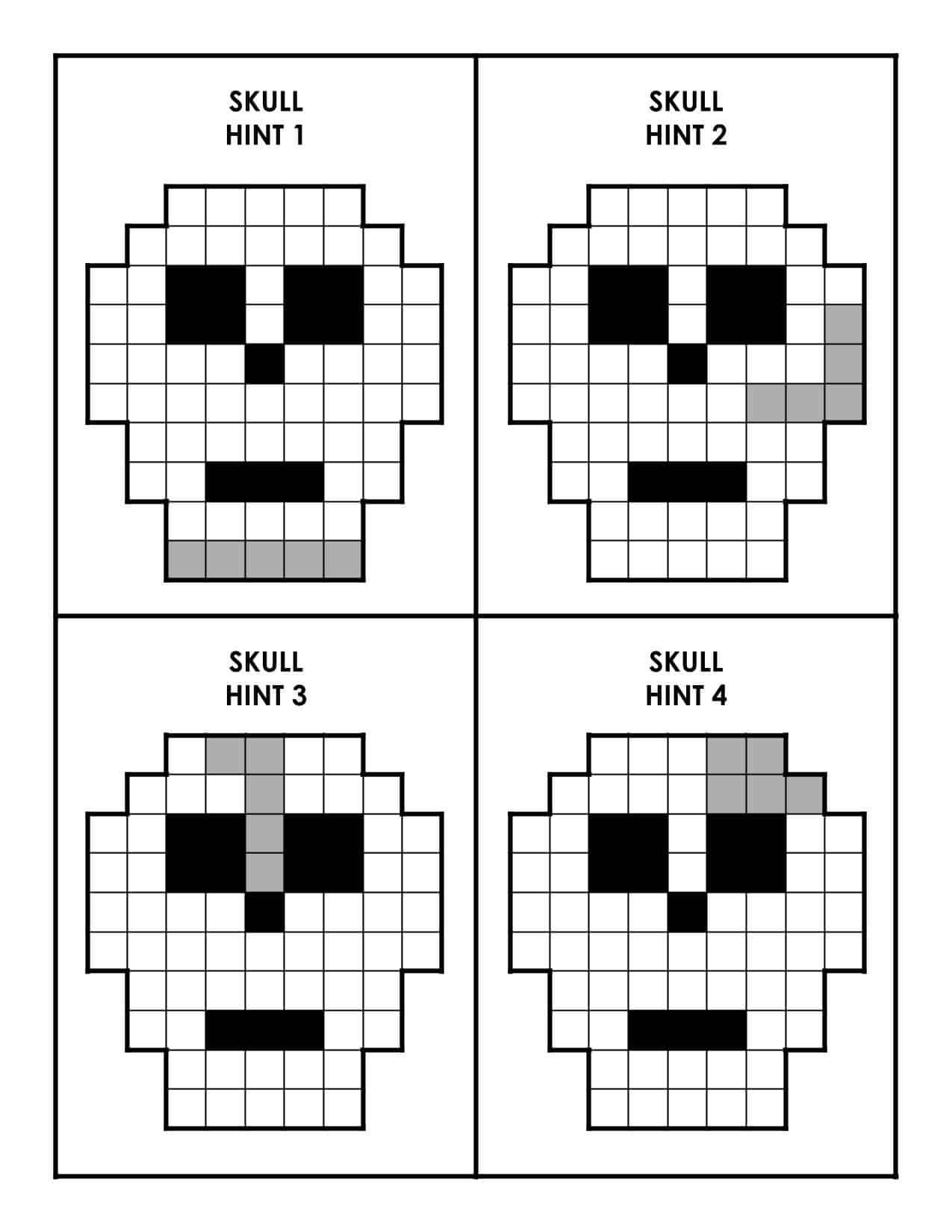 pentomino skull hint cards.