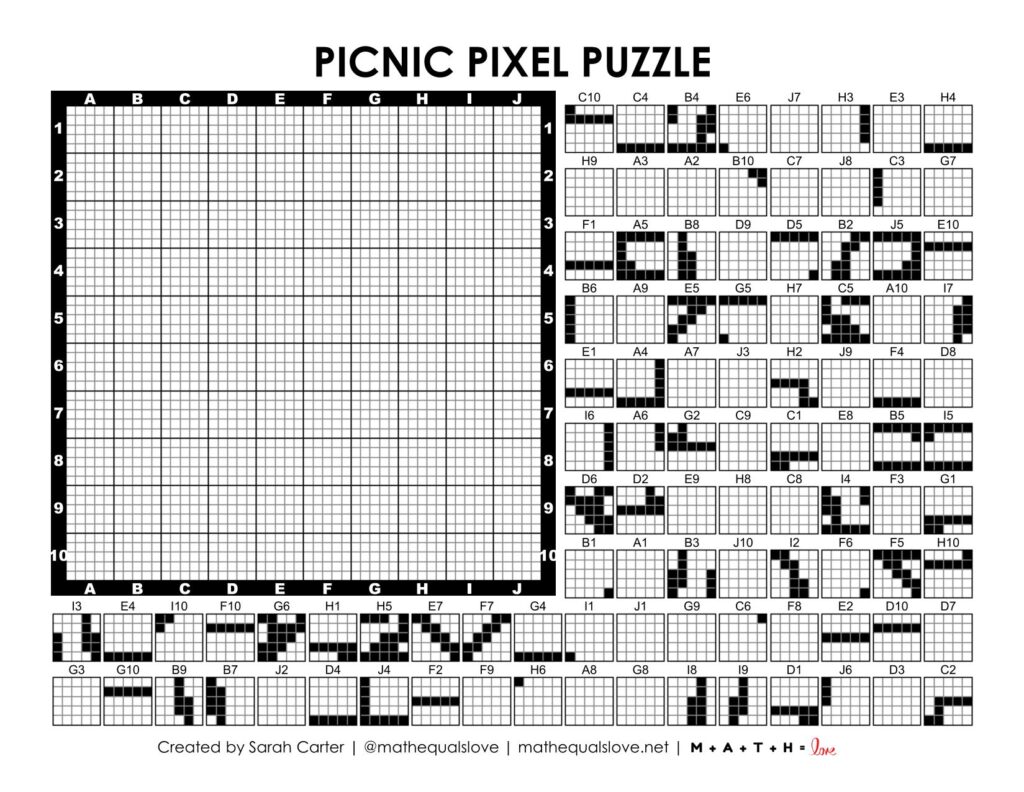 picnic pixel puzzle worksheet.