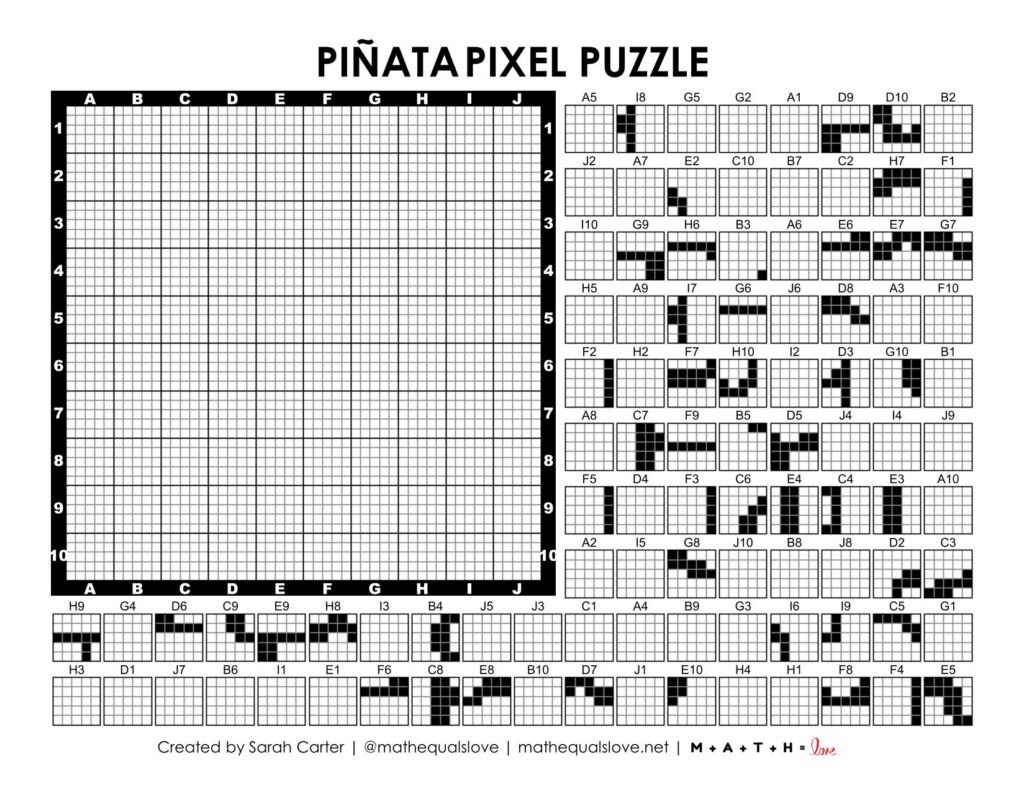 pinata pixel puzzle worksheet.