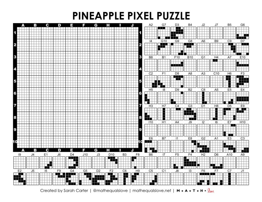 pineapple pixel puzzle worksheet.
