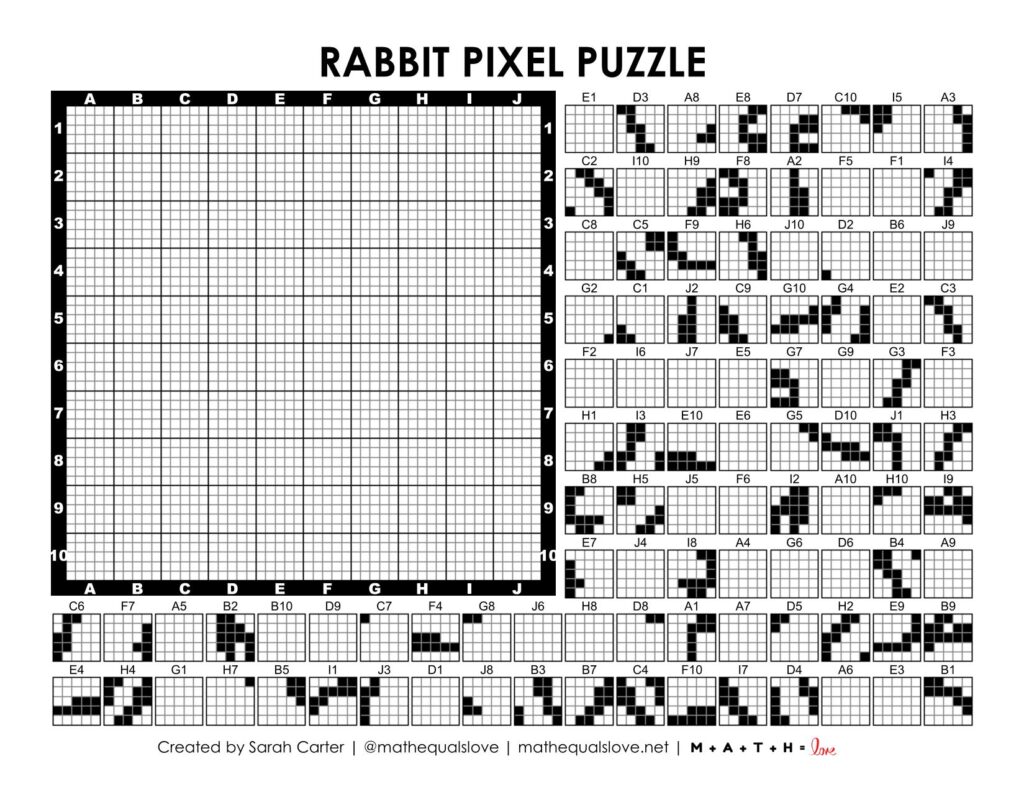 rabbit pixel puzzle worksheet.